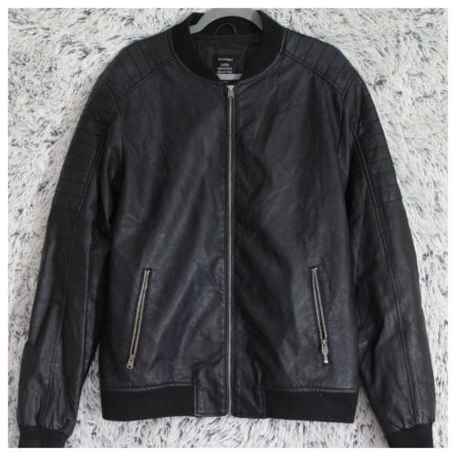Men's Black Leather Jacket by Italian Brand Tiffosi
