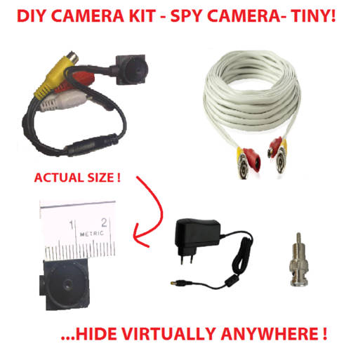 DIY HIDDEN PIN HOLE CAMERA  KIT WITH 10m CABLE - PLUGS DIRECTLY INTO A TV !
