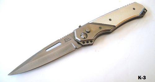 K 3 STAINLESS STEEL FLICK OPEN KNIFE WITH POUCH