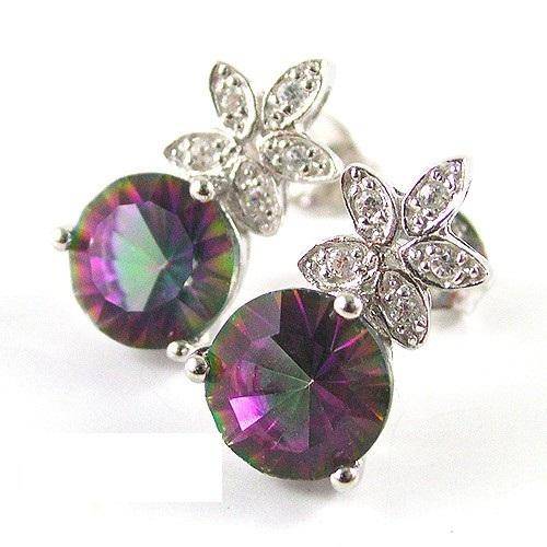 "R780.00" 3.5ct GENUINE MYSTIC TOPAZ EARRINGS CRAFTED IN .925 STERLING SILVER