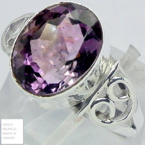 GENUINE VIOLET QUEEN AMETHYST GEM RING IN HALLMARKED 925 STERLING SILVER