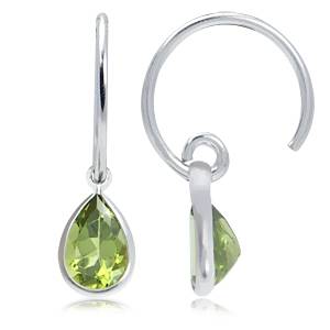 AUGUST BIRTHSTONE! GENUINE  1.82 ct PERIDOT C HOOP BABY EARRINGS  IN HALLMARKED 925 STERLING SILVER