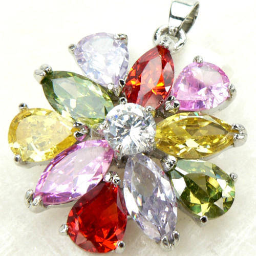 COLOURFUL MULTI-QUARTZ PENDANT CRAFTED IN HALLMARKED 925 STERLING SILVER