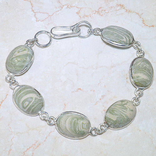 "CLEARANCE SALE!" GENUINE MOSAIC JASPER BRACELET CRAFTED IN 925 STERLING SILVER