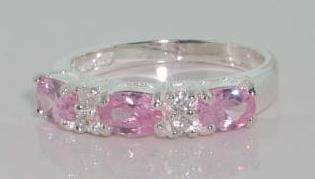 "STOCK TAKE SALE" PINK & WHITE CZ RING CRAFTED IN SOLID .925 STERLING SILVER - USA IMPORT