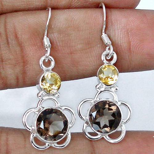 "MAKE A SET" SMOKEY TOPAZ & CITRINE EARRINGS CRAFTED IN 925 STERLING SILVER