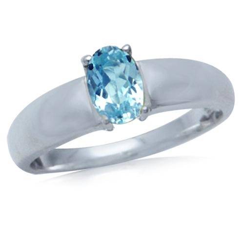 "RE-SIZEABLE'" NATURAL BLUE TOPAZ SOLITAIRE RING IN 925 STERLING SILVER