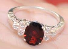 "RE-SIZEABLE #7 (O) & 8 (Q)" GENUINE DIAMOND & GARNET IN .925 STERLING SILVER