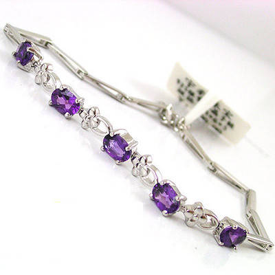 GENUINE AMETHYST BRACELET IN 925 STERLING SILVER