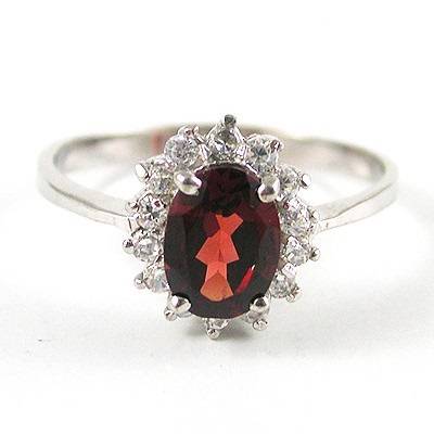 GENUINE NATURAL GARNET CLUSTER RING CRAFTED IN 925 STERLING SILVER 8 - Q 3/4