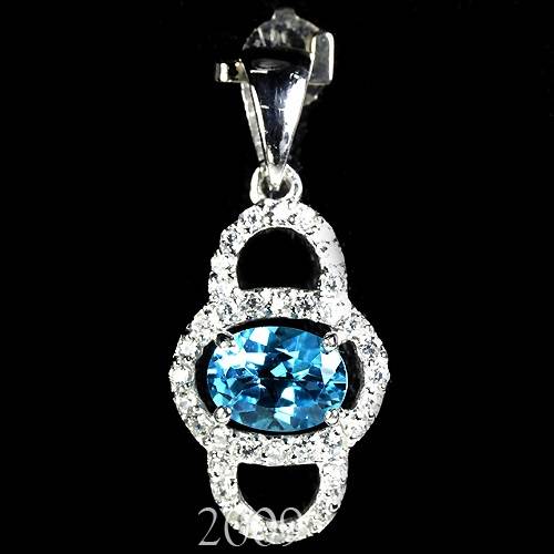 "SOUGHT AFTER" GENUINE SWISS BLUE TOPAZ  PENDANT IN 925 STERLING SILVER