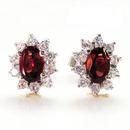 "MAKE A SET!" NATURAL GENUINE GARNET STUD EARRINGS IN 925 STERLING SILVER