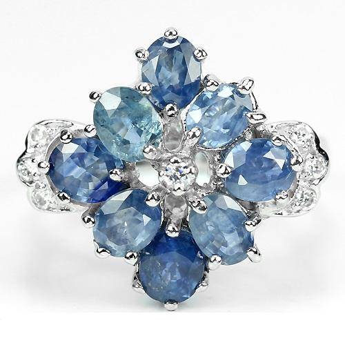 LARGE 3.65 CT GENUINE BLUE SAPPHIRE RING IN .925 STERLING SILVER