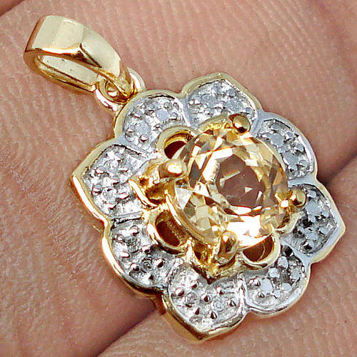 "GIRL'S BEST FRIEND" 1.95cttw GENUINE DIAMOND & CITRINE PENDANT
