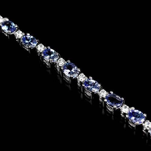 24pcs GENUINE VIOLET BLUE TANZANITE BRACELET IN 925 STERLING SILVER 5X4MM..