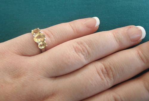 NATURAL CITRINE TOPAZ GEMSTONE RING IN .925 STERLING SILVER