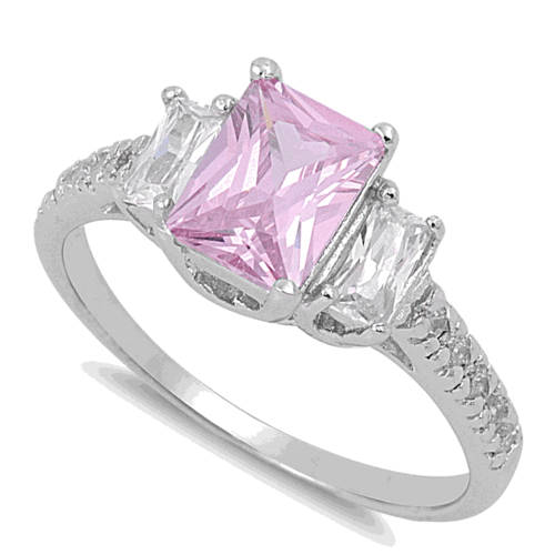 RE-SIZEABLE 10 PINK & WHITE TOPAZ CZ ENGAGEMENT RING IN .925 STERLING SILVER
