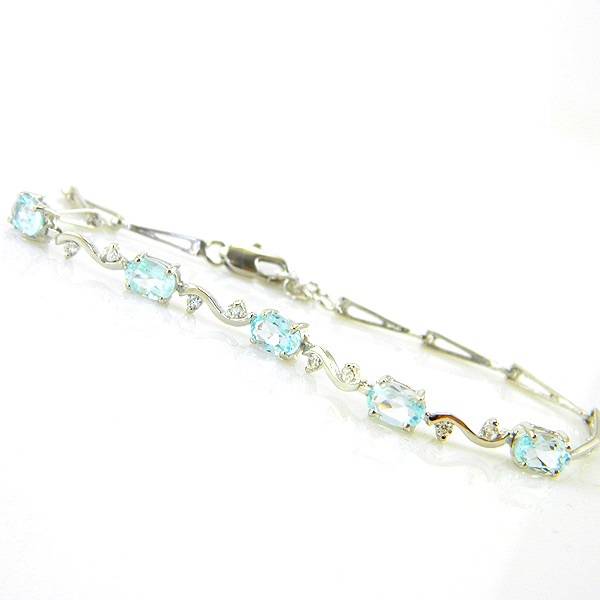 "MID-MONTH MADNESS - WOW!" GENUINE BLUE & WHITE TOPAZ BRACELET .925 STERLING SILVER