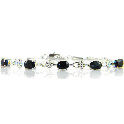 GENUINE BLACK SAPPHIRE BRACELET .925 STERLING SILVER