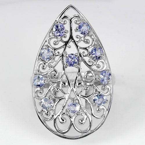 "GORGEOUS"NATURAL BLUE TANZANITE RING IN .925 STERLING SILVER SIZE 8 (Q)
