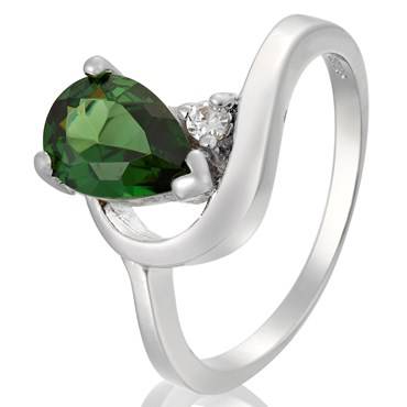 EMERALD CZ RING CRAFTED IN WHITE GOLD PLATING SIZE 8