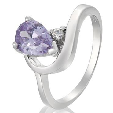 TANZANITE CZ RING CRAFTED IN WHITE GOLD PLATING SIZE 8