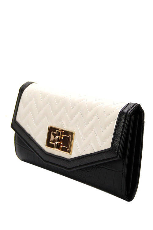 CLASSIC STYLE BLACK & WHITE QUILTED PURSE - MATCHING BOWLER BAG AVAILABLE
