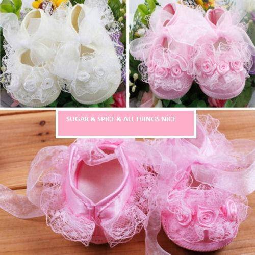 PRE-WALKER ROSEBUD SHOES - VARIOUS SIZES/COLOURS - PERFECT FOR WEDDING /CHRISTENING