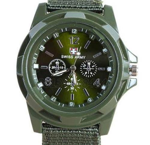 SWISS ARMY GREEN SPORTS CLASSIC DESIGN QUARTZ MENS WRIST WATCH WITH NYLON STRAP