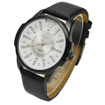 "SPECIAL" EXECUTIVE WHITE CURREN MENS QUARTZ WRIST WATCH WITH DATE STYLISH ACCENTUATING TRUE CLASS
