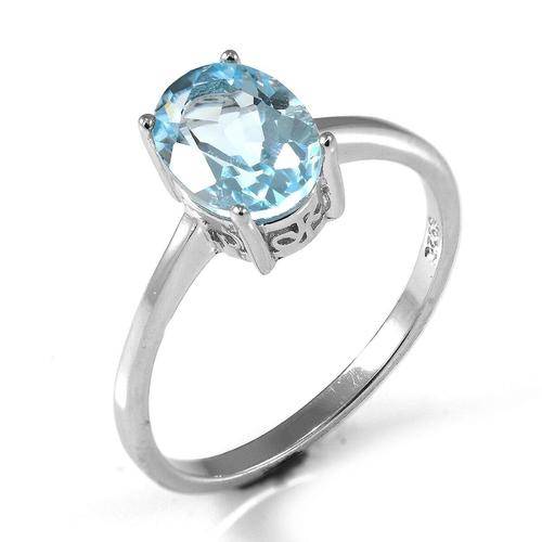 BELOW COST SALE! GENUINE BLUE TOPAZ RE-SIZEABLE #9 (R3/4)  CRAFTED IN SOLID 925 STERLING SILVER