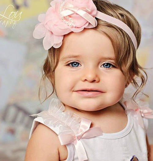 ANGEL BABY/TODDLER LUXURY HEADBAND - PINK ROSEBUD AND PEARLS - ABSOLUTELY STUNNING