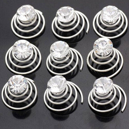 6 PCS BRIDAL HAIR JEWELLERY SET -  SPIRAL COILS WITH RHINESTONE  - HAIR ACCESSORY