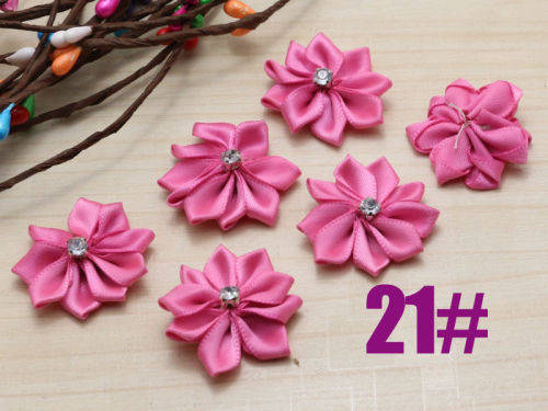 5pcs HANDCRAFTED SATIN RIBBON FLOWERS FOR CRAFTING - MEASURING +_2.5cm x 2.8cm  - DEEP PINK