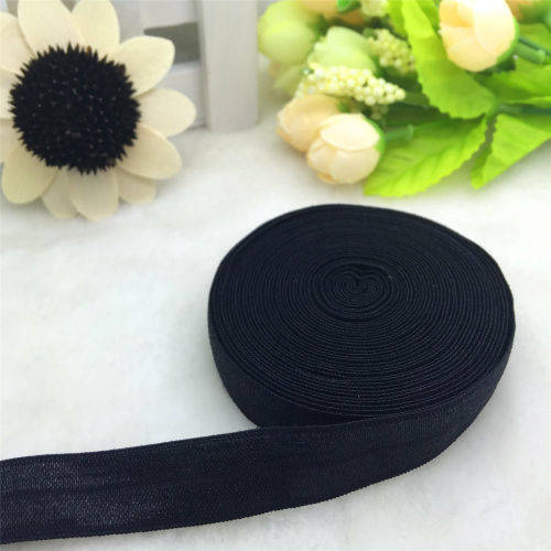 4.9 M LENGTH SHEEN F.O.E. (FOLD OVER ELASTIC) FOR  CRAFTING - PERFECT FOR HEADBANDS - BLACK