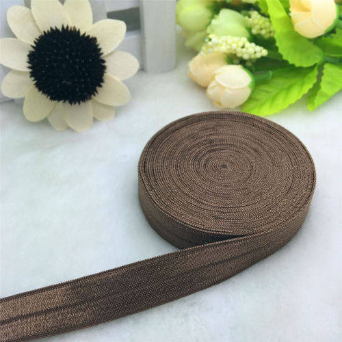 4.9 M LENGTH SHEEN F.O.E. (FOLD OVER ELASTIC) FOR  CRAFTING - PERFECT FOR HEADBANDS - BROWN