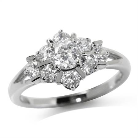 ENGAGEMENT RING - WHITE CZ'S CRAFTED IN GENUINE SOLID 925 STERLING SILVER(RE-SIZEABLE)  8.5/ Q 3/4