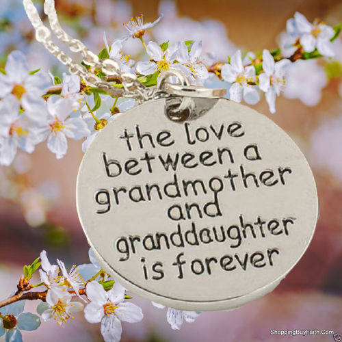 SENTIMENTAL GIFT THE LOVE BETWEEN A GRANDMOTHER AND GRANDDAUGHTER IS FOREVER -  PENDANT AND CHAIN