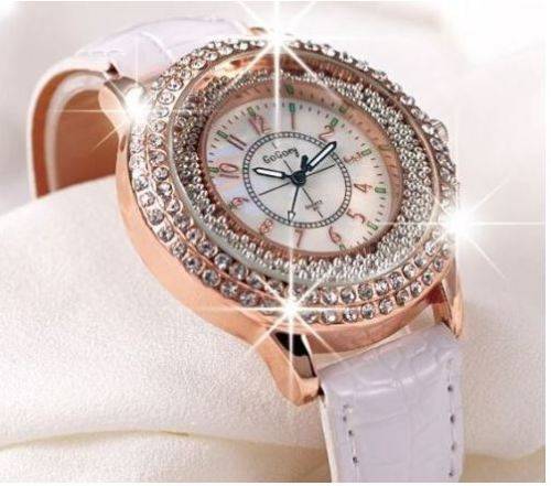 GO-GOEY WHITE 2 ROW CRYSTAL WOMAN'S WATCH - OPTIONAL GIFT WRAPPING FREE OF CHARGE!!