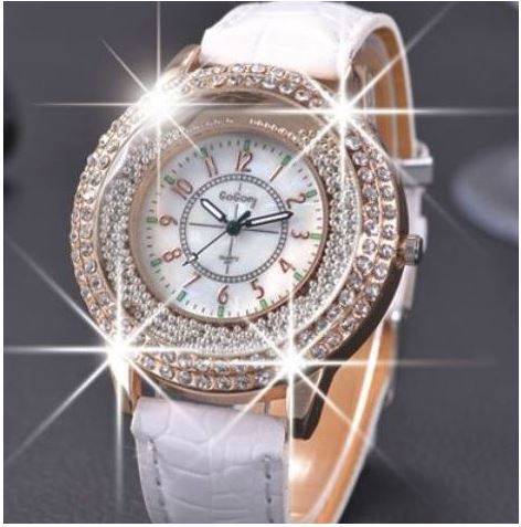 GO-GOEY WHITE 2 ROW CRYSTAL WOMAN'S WATCH - OPTIONAL GIFT WRAPPING FREE OF CHARGE!!