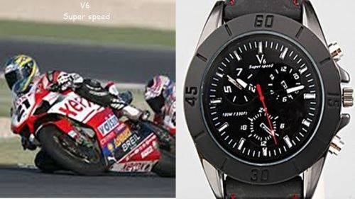 FOR DAD!!  NEW MODEL V6  MEN'S SPORTS WRISTWATCH WITH SILICONE STRAP AND RED STITCHING