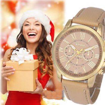 LUXURY GENEVA ROSE GOLD BEIGE/COFFEE  DIAL WITH ROMAN NUMERALS QUARTZ ANALOG LADIES STUNNING WATCH