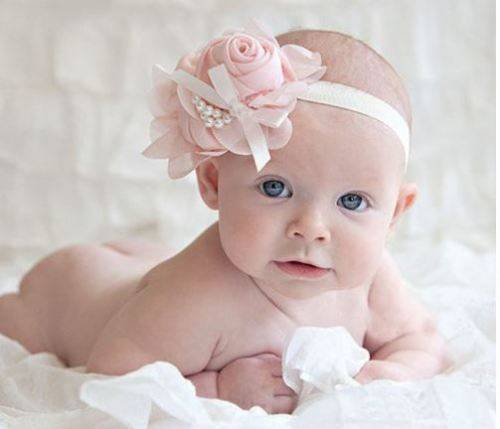 BUY 1 GET 1 FREE!! FITS BABY/TODDLER LUXURY HEADBAND - PINK ROSEBUD AND PEARLS - ABSOLUTELY STUNNING