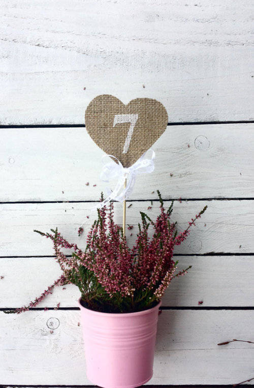 SALE!!!    10 x WEDDING DECOR  SHABBY CHIC - TABLE NUMBER - BURLAP / HESSIAN AND WHITE LACE