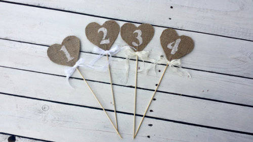 SALE!!!    10 x WEDDING DECOR  SHABBY CHIC - TABLE NUMBER - BURLAP / HESSIAN AND WHITE LACE