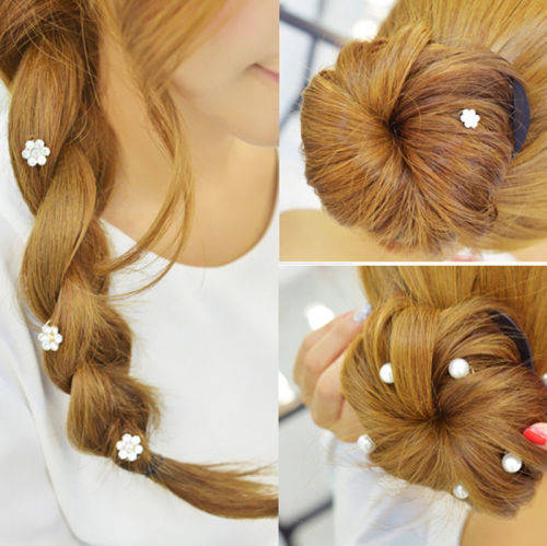 6 PCS BRIDAL HAIR JEWELLERY SET -  SPIRAL COILS WITH RHINESTONE FLOWERS - HAIR ACCESSORY