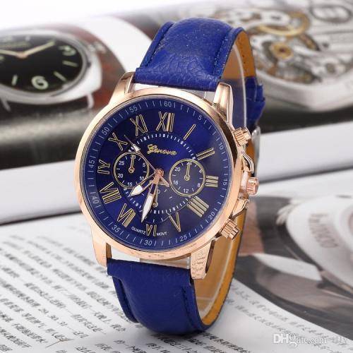 GENEVA ROSE GOLD BLUE DIAL WITH ROMAN NUMERALS QUARTZ ANALOG LADIES STUNNING WATCH