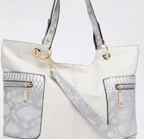DESIGNER HANDBAG - MODA SCAPA - DOVE GREY - LARGE FULLY LINED SHOULDER BAG