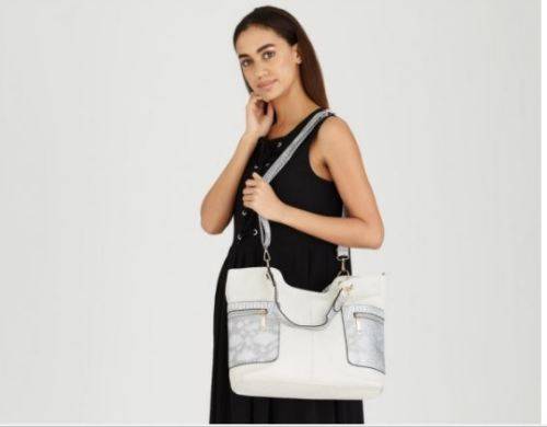 DESIGNER HANDBAG - MODA SCAPA - DOVE GREY - LARGE FULLY LINED SHOULDER BAG