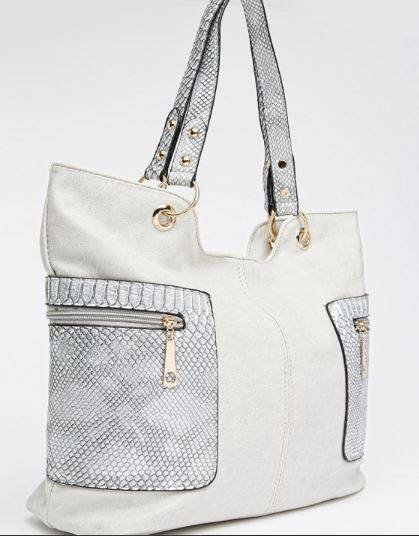 DESIGNER HANDBAG - MODA SCAPA - DOVE GREY - LARGE FULLY LINED SHOULDER BAG